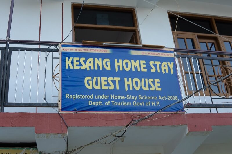 sign on railings of guesthouse Kesang Guesthouse Tabo Spiti Valley
