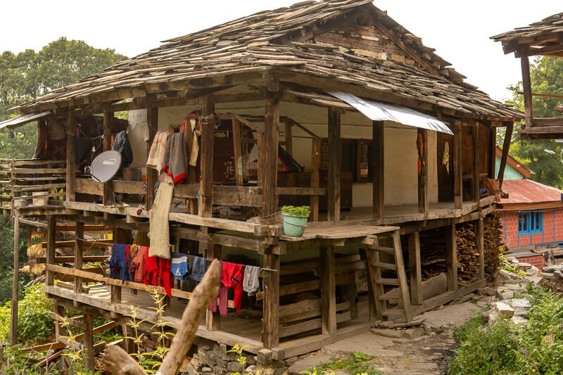 wooden two story home in grahan village