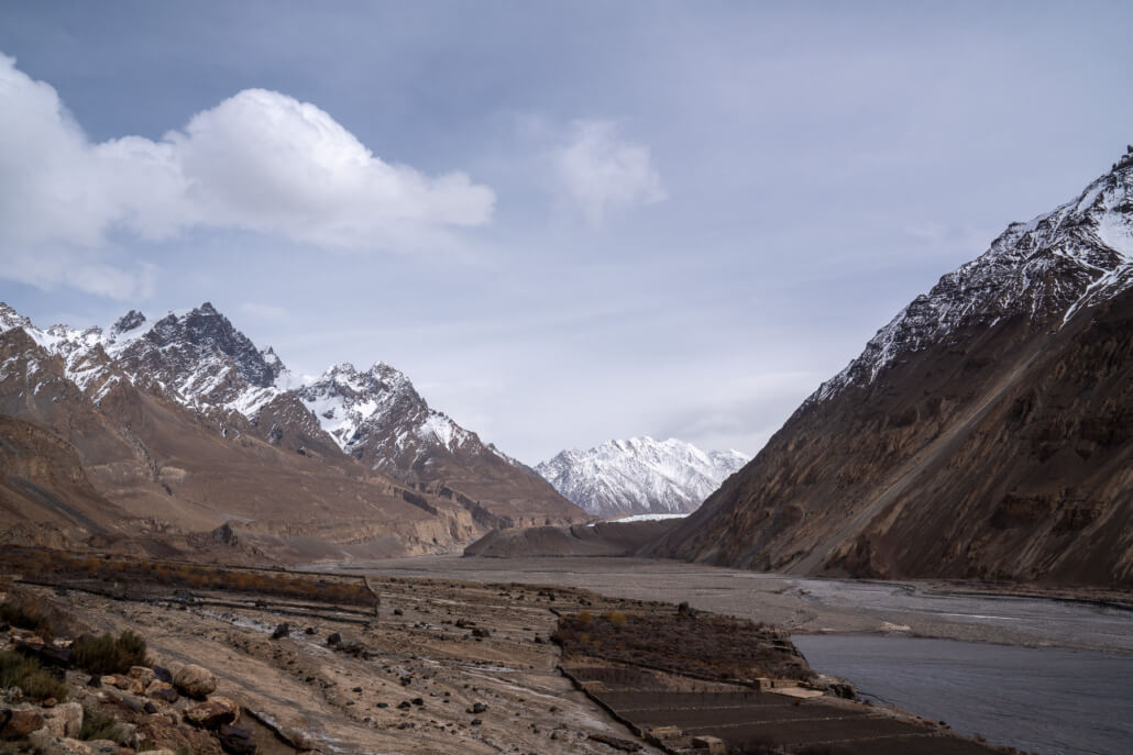 beautiful mountain scene in the late afternoon in shimshal valley pakistan