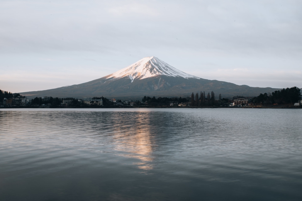 mt fuji asian natural landmark over lake in japan