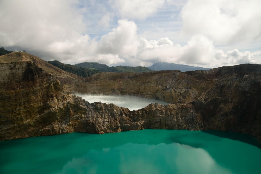 bright turquoise volcanic lake asia landmark in indonesia